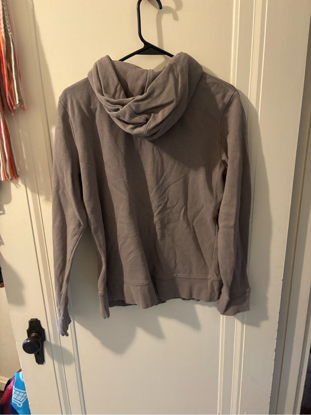 The North Face Taupe Hoodie with Neon Pink Logo - Picture 6 of 7